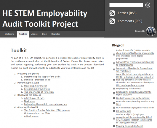 Online Student-led Employability Audit Toolkit