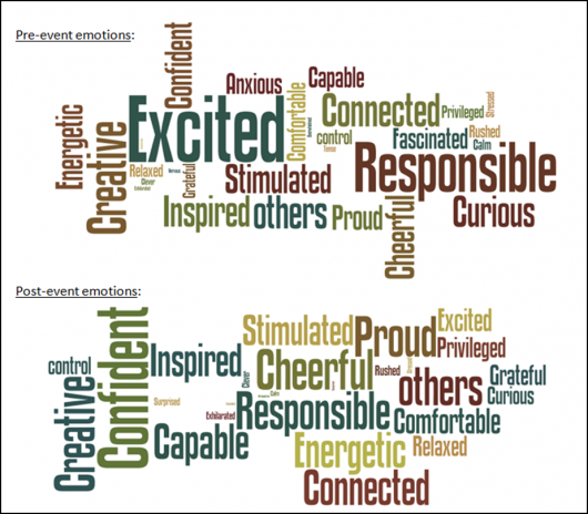 Word clouds representing respondents' emotions